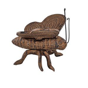 Vintage Cast Iron Butterfly Moth Fly Bug Garden Paperweight Figurine